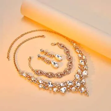 Elegant Bridal Jewelry Set - Necklace, Bracelet & Earrings