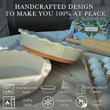 Mora Deep Fluted Ceramic Pie Dish | 9 Inch Baking Essential