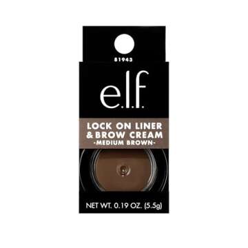 e.l.f. Lock On Liner And Brow Cream Sculpts and Defines Eyebrows Medium Brown 0.19 Oz (5.5g)