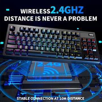 ZJFKSDYX Wireless Gaming Keyboard and Mouse Combo - Ergonomic Keyboard with Rainbow Backlight, Mechanical Feel, USB-C Charger, Long Battery Life - Compact for PC, Laptop, Desktop