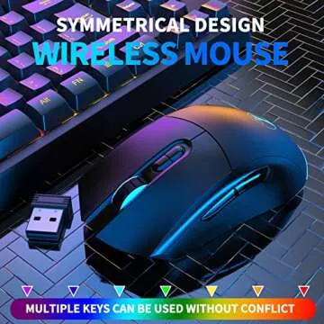 ZJFKSDYX Wireless Gaming Keyboard and Mouse Combo - Ergonomic Keyboard with Rainbow Backlight, Mechanical Feel, USB-C Charger, Long Battery Life - Compact for PC, Laptop, Desktop