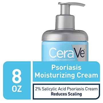CeraVe Moisturizing Cream for Psoriasis Treatment, With Salicylic Acid for Dry Skin Itch Relief & Urea for Moisturizing, Fragrance Free & Allergy Tested, 8 Oz