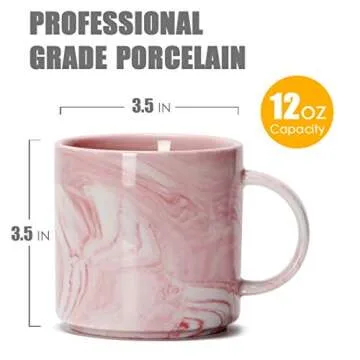 Smilatte 12 oz Stackable Coffee Mugs Set of 4 - Elegant Marble Tea Cups for All