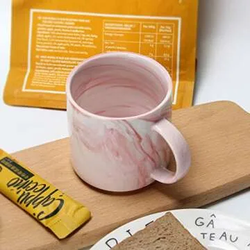 Smilatte Stackable Coffee Mugs Set of 4, Unique Marble Design