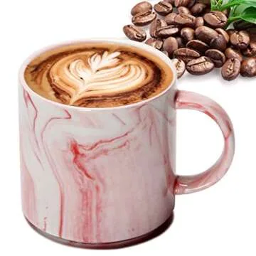 Smilatte Stackable Coffee Mugs Set of 4, Unique Marble Design