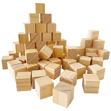 MUXGOA Unfinished Wooden Cubes,Pack of 50 Wood Blocks for Crafting,1 Inch Wood Square Blocks for Cra...