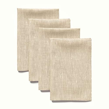 Solino Home Linen Napkins 20 x 20 Inch – 100% Pure Linen Champagne Beige Cloth Napkins Set of 4 ?...
