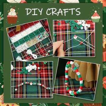 Megoogo Christmas Clay Beads Set, Xmas Colors Heishi Polymer Clay Beads Flat Round Beads with Charms for DIY BFF Bracelet New Year's Decorations Craft Supplies