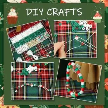 Megoogo Christmas Clay Beads Set, Xmas Colors Heishi Polymer Clay Beads Flat Round Beads with Charms for DIY BFF Bracelet New Year's Decorations Craft Supplies