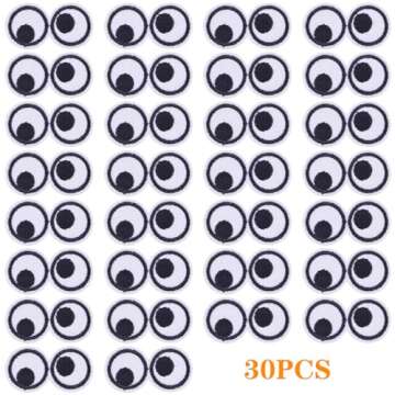 30pcs Black White Eye Iron on Embroidered Patches Eyes Sew On Patches Embroidery Sticker Appliques D...