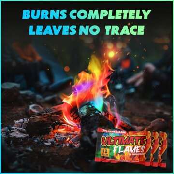 Magical Flames Fire Color Changing Packets for Fire Pit, Campfires, Outdoor Fireplaces - Camping Essentials for Kids & Adults - 12 Pack, Ultimate Flames