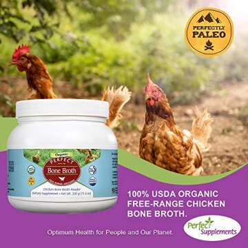 Perfect Supplements – Perfect Bone Broth – 330 Grams – Organic Free-Range Chicken Bone Broth Powder – Essential Amino Acids – Rich Protein Supplement