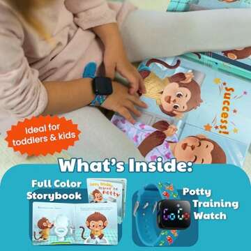 Potty Training Watch & Board Book for Kids – A Water Resistant Potty Reminder Device for Boys & Gi...