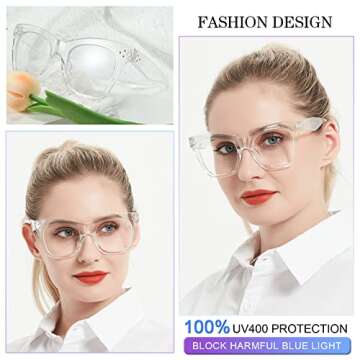 MARE AZZURO Blue Light Blocking Reading Glasses Women Oversized Square Computer Readers 100-600