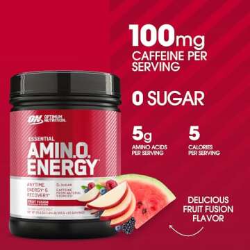 Optimum Nutrition Amino Energy - Pre Workout with Green Tea, BCAA, Amino Acids, Keto Friendly, Green...