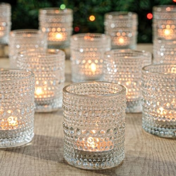 36 Pcs Votive Candle Holders for Table Centerpiece, DIY Wax Filling Clear Glass Tea Light Candle Hol...