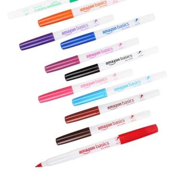 Amazon Basics Dry Erase Markers, Low Odor Ultra Fine Tip, 12-Pack, Assorted Colors