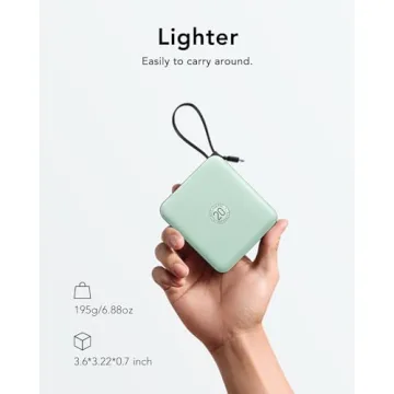 VRURC 10,000mAh Portable Charger with Built-in Cable