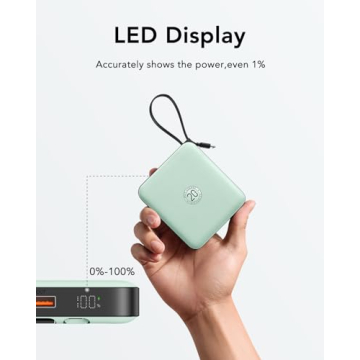 VRURC 10,000mAh Portable Charger with Built-in Cable