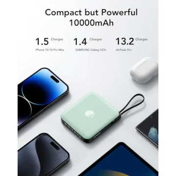 VRURC 10,000mAh Portable Charger with Built-in Cable