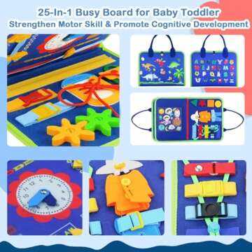 Hi-Tech Busy Book Toys, Montessori Sensory Book for Toddlers 1 2 3 4 5 Years Old, Busy Board Educational Preschool Learning Activities Toy