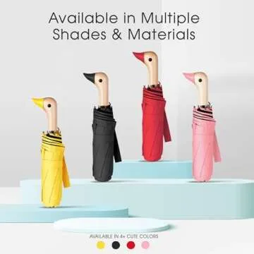 ViddVoom Duck Umbrella - Compact Travel Umbrella with a Cute Duck Head Handle for Women
