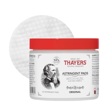 THAYERS Witch Hazel Astringent Pads with Aloe Vera 60 Count