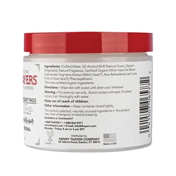 THAYERS Witch Hazel Astringent Pads with Aloe Vera 60 Count