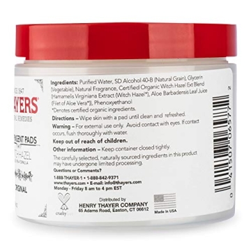 THAYERS Witch Hazel Astringent Pads with Aloe Vera 60 Count