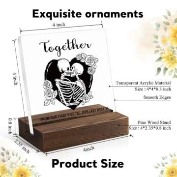 Juoqg Together From Our First Kiss Till Our Last Breath Gothic Acrylic Sign with Wooden Stand, Hallo...