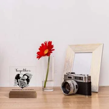 Juoqg Together From Our First Kiss Till Our Last Breath Gothic Acrylic Sign with Wooden Stand, Halloween Gothic Valentines Skeleton Gifts for Women Men Wife Husband, Couples Gifts for Husband Wife