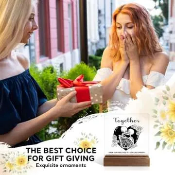 Juoqg Together From Our First Kiss Till Our Last Breath Gothic Acrylic Sign with Wooden Stand, Halloween Gothic Valentines Skeleton Gifts for Women Men Wife Husband, Couples Gifts for Husband Wife