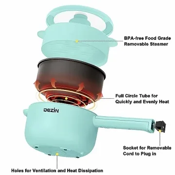 Versatile Dezin Hot Pot Electric with Steamer 2L