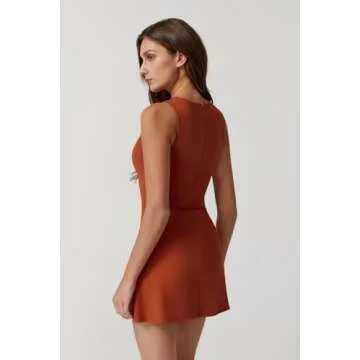 QINSEN Crew Neck Tennis Dress for Women - Sleeveless Golf Dress with Built-in Shorts and Pockets in ...