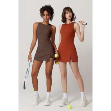 QINSEN Sleeveless Tennis Dress with Built-in Shorts