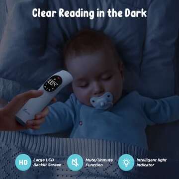 Touchless Forehead Thermometer for Adults and Kids, Instant Accuracy Readings,Fever Alarm, Quiet Vibration Feedback and 40 Memory Function, LCD