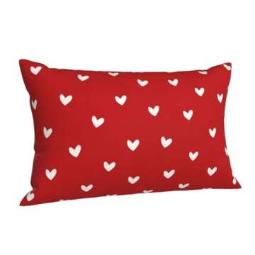 Valentine's Decor Pillow Covers 12x20 Pack of 2 Red Love Heart Throw Pillow Covers,Wedding Valentine...
