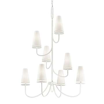 Troy Lighting F6288 Marcel Eight Light Chandelier, 49 in, Gesso White Finish