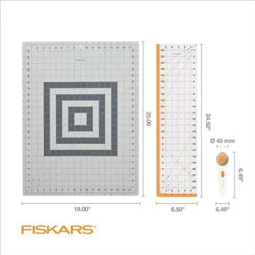 Fiskars 45mm Rotary Cutter Set - Cutting Mat & Ruler Included