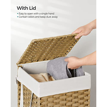 SONGMICS Laundry Hamper with Lid, 17.2 Gallon Stylish Storage