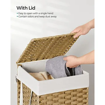 SONGMICS Laundry Hamper with Lid, 17.2 Gallon Stylish Storage