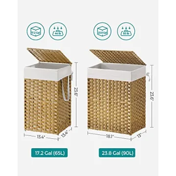 SONGMICS Laundry Hamper with Lid, 17.2 Gallon Stylish Storage