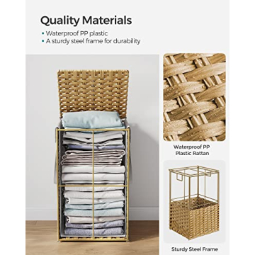 SONGMICS Laundry Hamper with Lid, 17.2 Gallon Stylish Storage