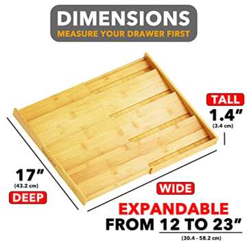 SpaceAid Bamboo Spice Drawer Organizer, (Need 3" Deep Drawer) Expandable 4 Tier Spices Rack for Cabinet, Kitchen Seasoning Storage Insert (Jars Not Included, From 12" to 23" Wide)