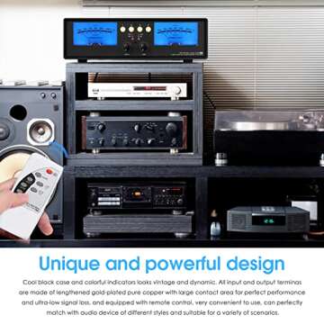 Douk Audio VU2 MIC & Line Dual VU Meter, Analog Sound Level Indicator, 4-Way Splitter Switch, Audio ...