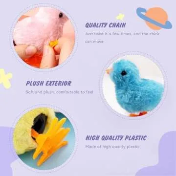 SAURAWAN 2-PCS Chicken Plush Wind Up Toys for Kids and Toddlers Ages 1-3, Wind Up Easter for Easter Egg Fillers, Goody Bag Stuffer, Birthday Gifts - Soft Kawaii Baby Chick Toys