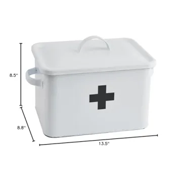 Stylish Enameled First Aid Box with Vintage Charm