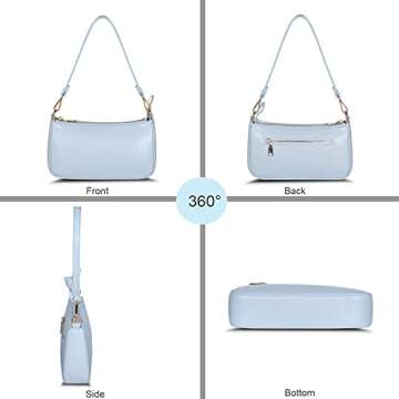 NIUEIMEE ZHOU Shoulder Bag for Women Retro Vegan Leather Classic Clutch Tote HandBags Purses with Zi...