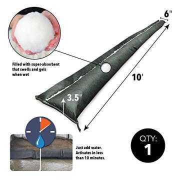 Quick Dam QD610-1 Water-Activated Flood Barrier-1 Pack, Black