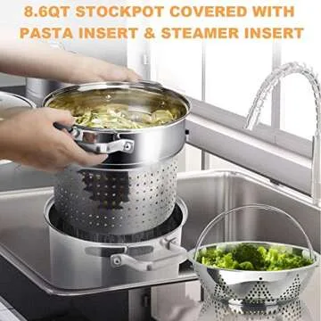 Duxtop Professional Stainless Steel Pots and Pans Set, 18-Piece Induction Cookware Set, Saucepan with Pour Spout and Strainer Lid, Impact-Bonded Technology